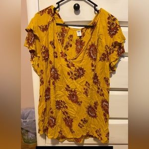 Old Navy Mustard Floral Dress Top- Size: 2X